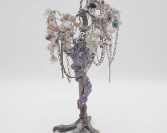 "Tree" Sculpture With Claw Base & Chains & Beads Decoration