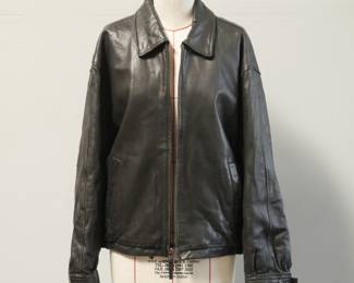 Alfani Mens Soft Black Leather Bomber Jacket