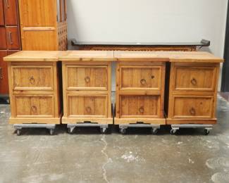Lot Of 4 Vintage Rustic Pine Wood File Cabinets