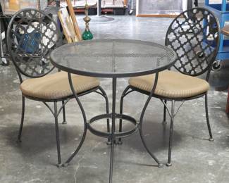 Vintage Wrought Iron Patio Table Set w/ 2 Chairs