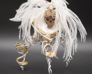 Handmade Multiple Wires Decor Item With Skull & Feathers