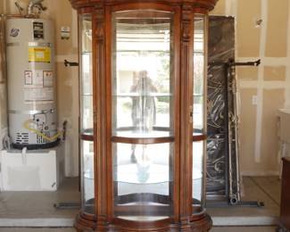 Pulaski Empire Style Cherry Wood Large Bowed Glass Curio Display Cabinet