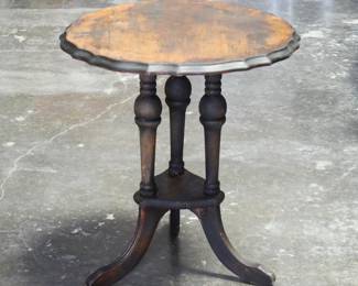 Vintage Victorian Style Burl Wood Inlay Side Table