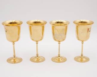 Lot Of Four Vintage 24 K Gold Electroplated Wine Goblets