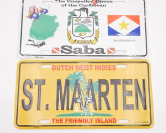 Pair of Souvenir License Plates from the Caribbean