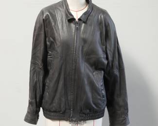 Remy Mens Black Leather Bomber Jacket
