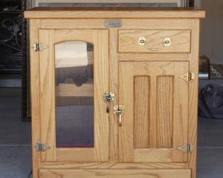 Antique White-Clad Oak Ice Box and Wine Cooler