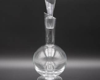 Krosno Poland Heavy Glass Decanter With Cork