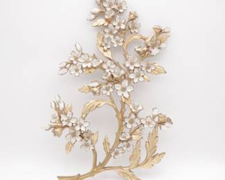 Vintage Dart Industries Dogwood Wall Hanging Gold Plaque