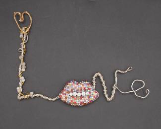 Handmade Decorative Wire "Love" w/ Rhinestone Lips Charm