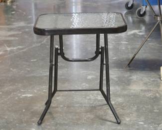 Costway Small Folding Garden Side Table w/ Tempered Glass