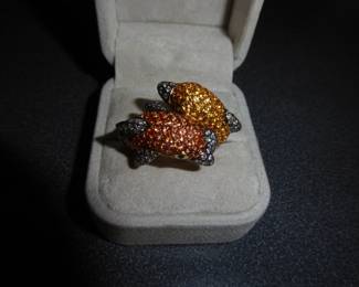 Two Dolphins 18k and Sapphires