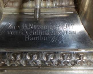 Inside the base of the candelabra