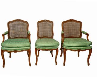 117  2 ARM, 4 SIDE, CANED BACK DINING CHAIRS