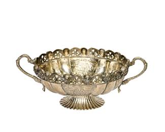 144  PEDESTAL SILVERPLATE HANDLED VASE