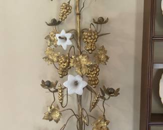 Brass With Glass Flowers  A pair.