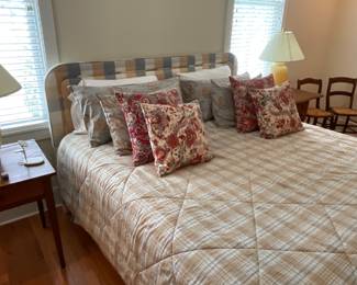 King Fabric Headboard with Mattress and Springs.