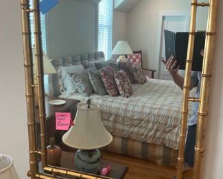 Carvers Guild of Massachusetts Bamboo Looking Framed Mirror.