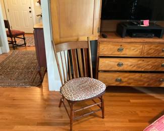 Primitive straight back chair.