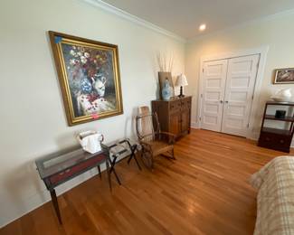 Vintage Table with Glass Sides & Top.  It opens on the end.