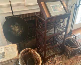 Dictionary / Book Stand and Baskets.