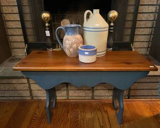 Antique Side Table, Vtg. pottery