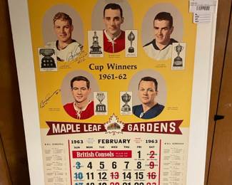 Maple Leaf Gardens 1963 Signed Cup Winners Poster