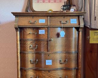 Antique Claw Foot Vertical Dresser & Mirror