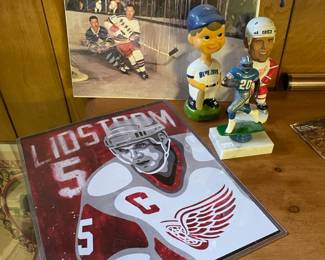 Detroit Lions Sanders Figure, Red Wings McCarty Bobblehead, Blue Jays Bat Boy Bobblehead
