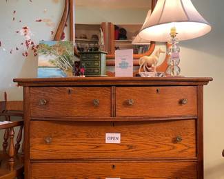 Vintage Oak Dresser with Mirror