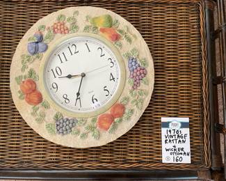 Rattan and Wicker Ottoman, Fruit Wall Clock