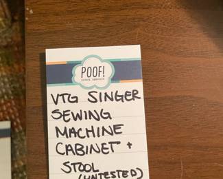 Vtg Singer sewing machine table with stool