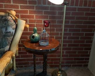 Brass floor lamp, Gourd bird house, Candle holder, Wire bird house