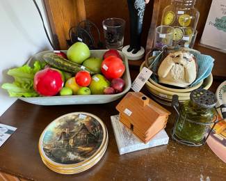 Faux Fruit & Vegetables, Stoneware Face Mug, Log House Incense Burner