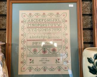 Vtg. Alphabet framed needlepoints
