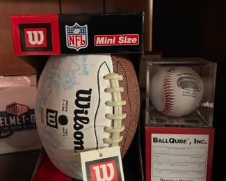 Wilson mini autograph football, signed baseball