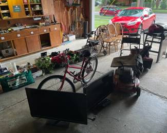 Samsung 32" TV,   Polaroid 50" TV, Toro Super Recycler lawn mower, Toro CCR 2400 snow blower, Brinkmann grill, Wood Chairs, Nishiki bike
