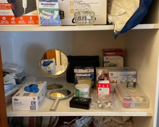 M-rail home bed assist handle, heating pad, SpandaGrip, sewing kit, mirrors, gloves, lines