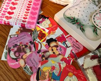 Vintage Valentines, napkins, doilies