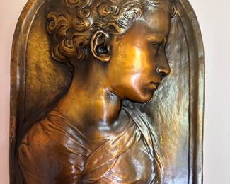 Bas Relief Metal Sculpture John the Baptist, also available Madonna and Infant Jesus
