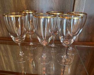 Set of 6 Gold Band Wine Glasses