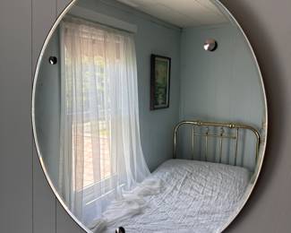 Vintage Beveled Mirror, Round