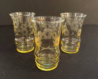 Vtg. yellow juice glasses