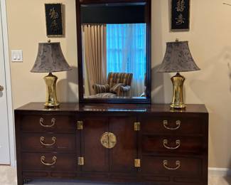 White Fine Furniture long dresser and mirror