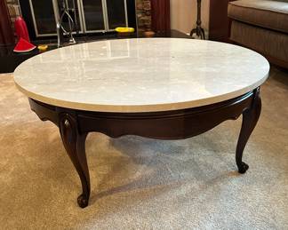Ethan Allan marble top coffee table