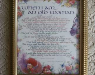 "When I am an Old Women" framed poem