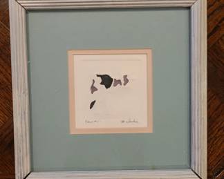 Mary Dinkins signed watercolored hand pulled rag paper - "Cow #1"