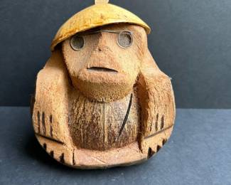 Vtg. Hand carved Coconut Monkey