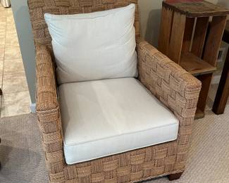 Braided rush armchair 