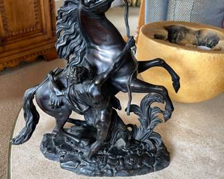 Sculpture Guilaume Coustou Bronze Horse with Trainer
